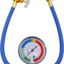 R134A Car AC Refrigerant Charge Hose Kit, Air Conditioning Charge Hose with Gauge & 1/2 Dispensing Valve, Vehicle Refrigerant Recharge Measuring Accessories, Universal Fit