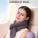 KPNEOL Travel Pillow, Neck Pillow Ergonomic Memory Foam Pillow for Airplane, Adjustable & Ultra-Lightweight with Dual-Sided Fabric for Flight, Car, and Office Use, Grey