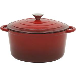 Gibson Home Addlestone 7 Qt Enameled Cast Iron Dutch Oven Pot with Lid  Round, Oven Safe to 500F, Ideal for Bread Baking & Stews - Gradient Red