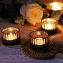 VOHO 24pcs Smokey Grey Tealight Candle Holder for Neutral Room Decor, Ribbed Votive Candle Holders for Table Centerpiece, Glass Tea Light Candle Holders Decoration for Coffee Table, Formal Anniversary