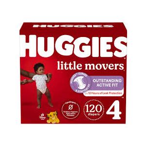 Huggies Little Movers Baby Diapers, Size 4, Mega Colossal, 120 Ct