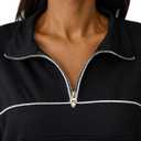 Avanova Women Half Zip Pullover Collared V Neck Pockets Long Sleeve Sweatshirts Black 3X-Large (Black, XXXL)