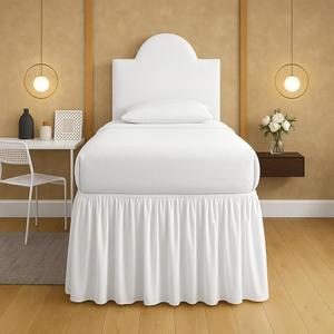 Mattress-Homes Ruffled Dorm Bed Skirt, Twin XL, 30-Inch Drop, Tailored with Split Corners, White Dust Ruffle for Lofted College Beds, Twin Extra Long Dorm Bedding Essential