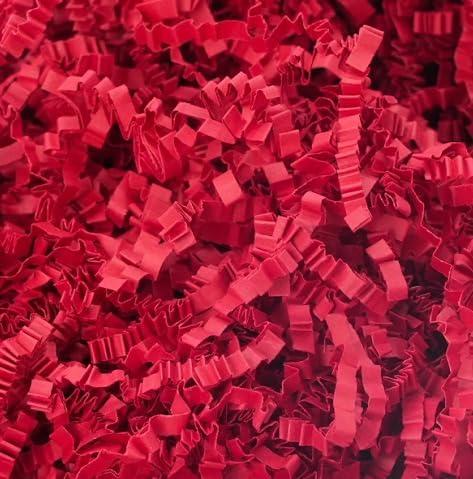 Paper Shred Filler - 1/2LB Red Crinkle paper filler, Crinkle Cut for Gift Wrapping, Basket Filling, Birthdays, Weddings, Anniversaries, Valentines Day, and other occasions