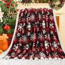 ROMROL Red Christmas Sherpa Throw Blanket Super Soft Flannel Fleece Blanket for Bed Sofa Couch Thick Winter Holiday Warm Cozy Christmas Decorative Blanket 50''x60'', Red Snowflake