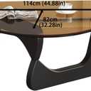 EASYSOUL Modern Glass Coffee Table, 44.88" D x 32.28" W x 15.75" H, Abstract Round Tea Tables for Living Room Home Office Industrial Cocktail Tables (Black-Brown Glass, 44.88")