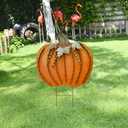 Fall Outdoor Decor Metal Pumpkin Garden Stakes Autumn Decorative Yard Sign, 26" H
