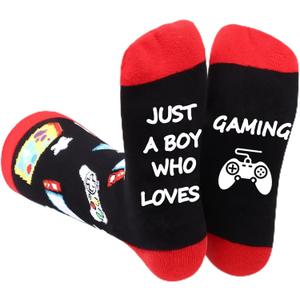 Novelty Gamers Socks Gifts For Christmas,Birthday,Video Game Gifts,Funny Saying Crew Socks for Men,Women and Teens (Black)