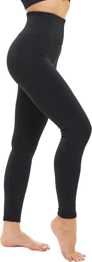 DINNAPE Fleece Lined Leggings Women Thick High Waisted Winter Warm Leggings (Small-Medium, Black)