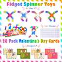 2 x 28 Packs Party Favors Valentines Day Gifts for Kids Classroom Transformable Fidget Spinners Chains with 28 Cards, Stress Relief Sensory Toys, Fingertip Gyros with Greeting Cards