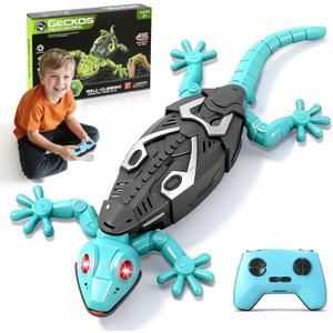 KETIEE RC Wall Crawler Gecko: Wall Climbing Gecko Toy for Kids, Remote Control Climbing Lizard with Led Glowing Eyes, Rechargeable Floor Ceiling Crawling Robot Toy Gifts for Boys Girls 3+Years Old