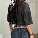 Women's Glitter Rhinestone Letter Crop Tops Short Sleeve Tie Dye Graphic Tees Retro Summer T Shirts (S)