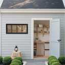 Shed Windows 2 Pack, Transom Windows 10" x 23" with Tempered Glass, Garage Doors Window for Shed, Chicken Coop, Playhouse, Household (Black)