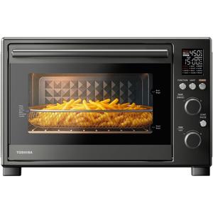TOSHIBA ChefFry Air Fryer Toaster Oven Combo, 12-in-1 Convection Countertop Oven, 34QT / 32L Large Capacity, 1750W, Master Pizza Modes Design with Exclusive Dual-Temp Tech