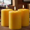 3 Pack Beeswax Candles - 3x4inchs Emergency Candles, Beeswax Pillar Candles 180 Hours Long Burning 100% Pure Natural for Emergency, Dripless & Smokeless Bees Wax Candle for Home & for Relax(3x4in)