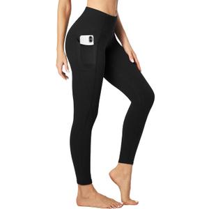Heathyoga Leggings with Pockets for Women Tummy Control High Waisted Yoga Pants Women Compression Workout Leggings (Black)