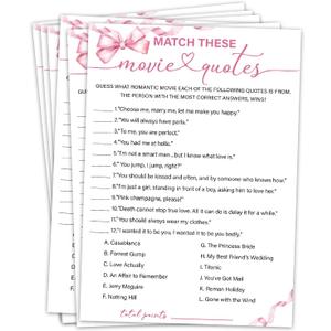 3 x Bridal Shower Games 30 Guests, Match These Movie Quotes Bridal Shower Wedding Games for Reception, Rehearsal Dinner Engagement Party Activities Game Card/HL 015, (Mix)