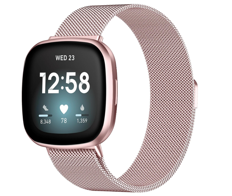 STAINLESS STEEL MESH BAND FOR USE WITH FITBIT VERSA ROSE GOLD