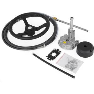 VEVOR Outboard Steering System 10' Boat Steering Cable 10 Feet Marine Steering System 3/4'' Shaft with 13.5 Inch Wheel for Yachts and Waterborne Vehicles