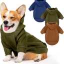 3 Pcs Small Dog Winter Hoodie Warm Soft Puppy Dog Hoodie Sweatshirts with Pocket Pet Clothes for Dogs Cat Costume, S: Weight: 6.6-9.4lb,Dark Color