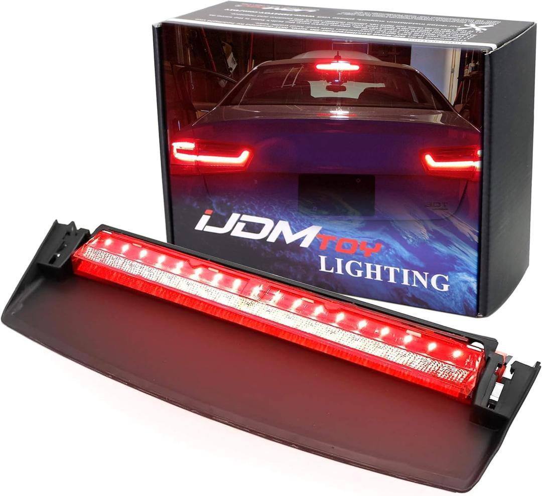 iJDMTOY OEM-Spec Red Lens Full LED Rear Windshield High Mount Third Brake Light Bar Assembly Compatible With 2008-2017 Audi A5 S5 2-Door Coupe