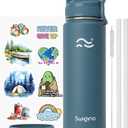 Swigina Insulated Water Bottle with Silicone Boot (36hrs Cold/18hrs Hot) - Leakproof, BPA Free, 24 oz [2-IN-1 LID]