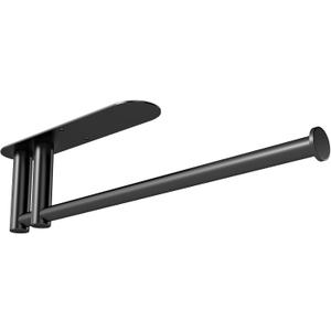 Under Cabinet Paper Towel Holder for Kitchen, Upgraded Heavy Duty Double Pole Design, Both Available in Adhesive & Screws, Self-Adhesive Bar Rack for Kitchen Towel, Stainless Steel, Black