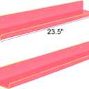 ROYALITA 24 Inches Acrylic Floating Book Shelves Wall Mounted Set of 2, Wall Hanging Plant Display Shelves, Room Decor Floating Wall Shelves for Gaming Room, Bedroom, Living Room, Office, Pink