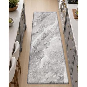 Color&Geometry Kitchen Mats for Floor 24x87 Grey Marble Design