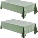Veblandy 2 Pack Rectangle Tablecloth, 52x70 inch, Water Resistant Wrinkle Free Linen Textured Table Cloth Washable, Decorative Fabric Table Cover for Dining, Party and Camping, Sage Green