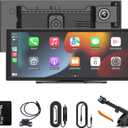 11 Inch Wireless Apple CarPlay & Android Auto Screen for Car,with 4K Dash Cam,Ultra-Light Touchscreen, IP68 1080P Backup Camera, GPS Navigation, Voice Control, Mirror Link (Dark Gray, 64, GB)