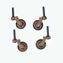 Antique Brass Caster Wheels 1 3/8Inch Wheel Diameter Heavy-Duty Furniture Casters, Set of 4