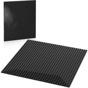 Classic Baseplates Building Plates, 2 Pack 10" x 10" Building Bases Compatible with All Major Brands, Classic Basplates for Bricks (Black) (CLASSIC (NOT STICKY))