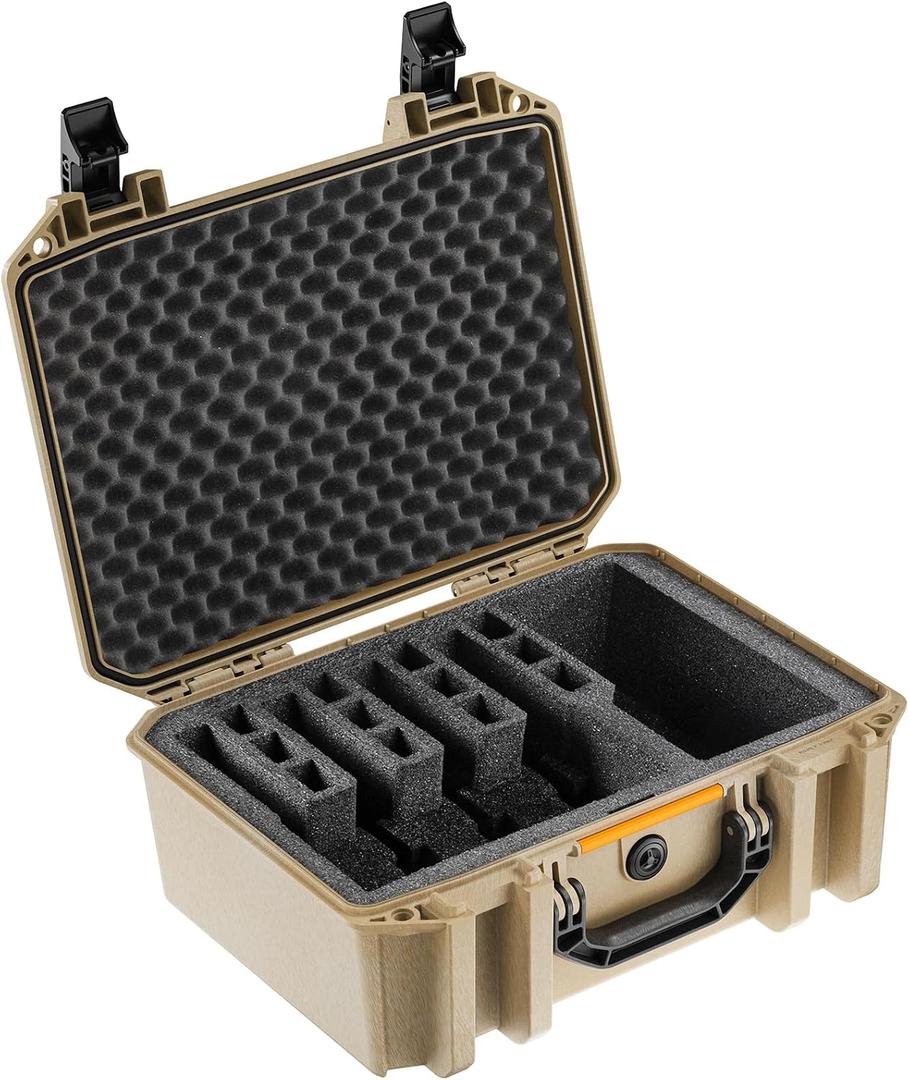 Pelican Vault Multi-Pistol Custom Cut Foam Case (From the Custom Case Center) (Desert Tan)
