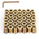 M10-1.5 x 30mm Threaded Inserts for Wood, Hex Drive Wood Nut Inserts, Exceptional Threaded Insert Nuts for Furniture, Wooden Products & Models, 50 PCS
