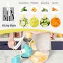 X Home Rotary Cheese Grater for Kitchen, Shredder with 3 Interchangeable Blades, Rotary Grater with Handle and Strong Suction Base, for Vegetables, Fruit, Nuts, Easy to Use and Clean, Blue