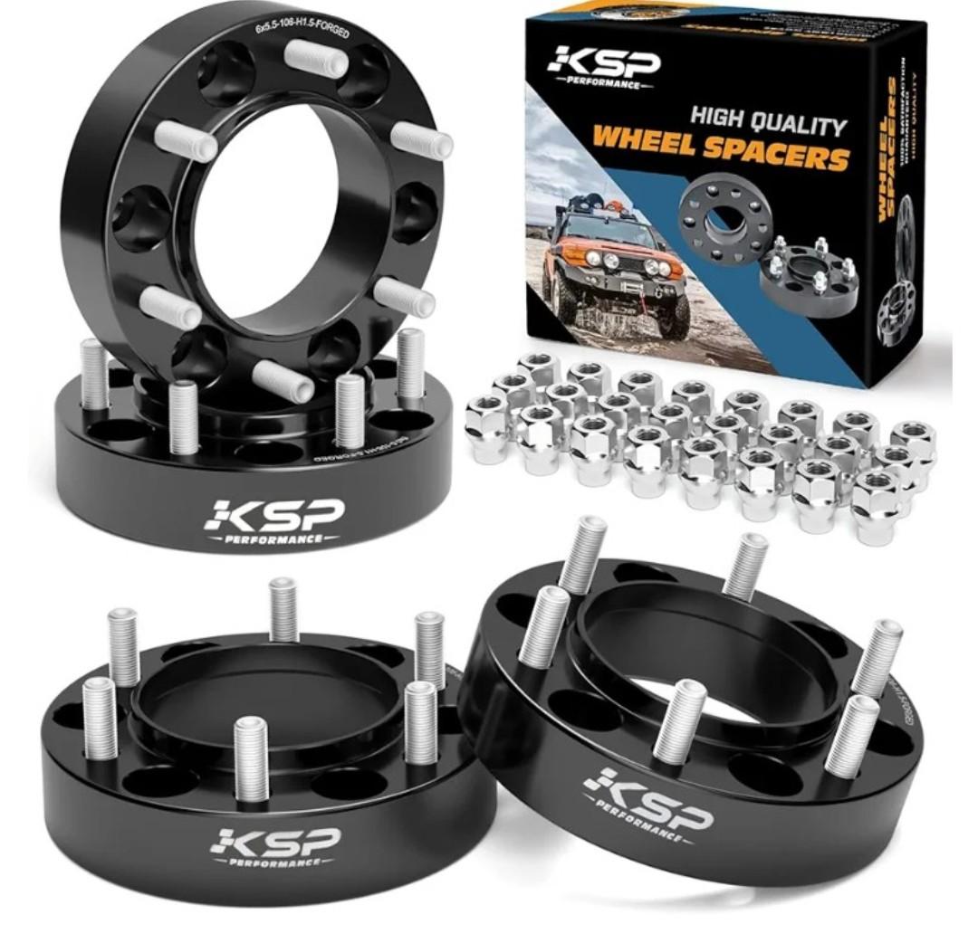 KSP 6X5.5 Wheel Spacers Fit for Tacoma 4runner, 1.5 inches Forged Hub Centric Adapters Kits with Extended Open Lug Nuts fit 6 Lug Wheels Without Locking hub, Package of 4 (6061 T6 Aluminum Black)