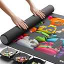 Newverest Jigsaw Puzzle Mat Roll Up, Saver Pad 39.4” x 23.6” Portable Keeper Up to 1000 Pieces with Non-Slip Rubber Bottom and Polyester Top + 3 Puzzle Sorting Trays, Travel-Friendly Storage Bag, 1000 pcs