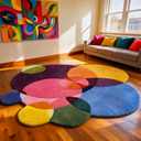 Irregular Round Colorful Rugs 6ft for Living Room