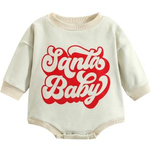Neutral Newborn Baby Boys Girls Clothes Crewneck Snap Closure Bodysuit Romper Infant Oversized Outfits (12-18 Months)