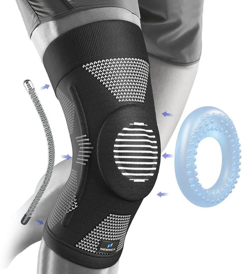 NEENCA Upgraded Thin Knee Brace for Women/Men, Compression Knee Support with Gel Pad & Spring Stabilizers. Knee Sleeve for Meniscus Tear, ACL, PCL, Arthritis, Joint Pain Relief, Runner, Workout, Sport