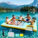 Inflatable Floating Dock for Dogs & Family Water Fun, 10FT Large Floating Island with Water Hammock and Easy-Access Dog Ramp, Portable Swim Platform for Lakes, Boats, Beaches and Pools, 10ft x 7ft / 300cm x200cm