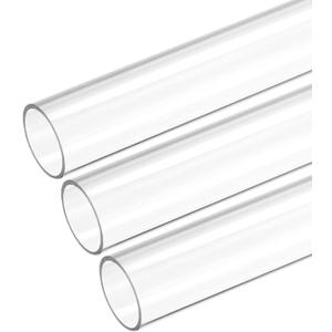 MECCANIXITY Plastic Pipe Rigid Polycarbonate Round Tube Clear 0.86"(22mm) ID 1"(25mm) OD 17" (425mm) High Impact for Lighting, Models, Water Plumbing, Pack of 3
