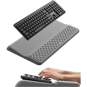 Vaydeer Wrist Rest with Keyboard Stand, Computer Wrist Support Pad, Ergonomic Keyboard Riser Holder Lifter Tray with Wrist Pad, Soft Memory Foam Desk Cushion, Palm Hand Typing for Office Home School (Gray)
