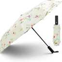 UPF 50+ UV Umbrellas For Sun Protection Compact Travel Folding Sun Umbrella UV Protection Auto Open Close (White)