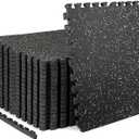 0.79in Extra-Thick 72 Sq Ft Exercise Equipment Mats, 18 Tiles Rubber Top EVA Foam Workout Mats, Interlocking Gym Flooring for Home Gym, 24 x 24in, Black & White