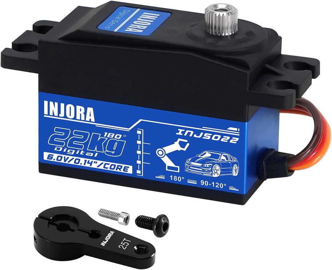 INJORA INJS022 22KG Low Profile Digital Servo and 25T Servo Horn for 1/10 RC Car Robot Model Upgrade