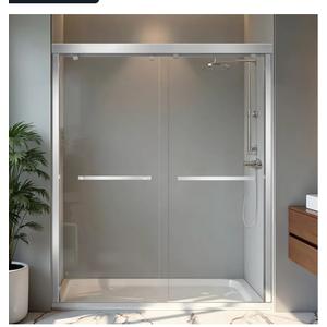56-60"x72" Semi-Frameless Double Sliding Glass Shower Door
1/4" (6mm) SGCC Tempered Glass Bathroom Sliding Door，304 Stainless Steel Hardware,Easy-to-Clean,Chrome Silver
