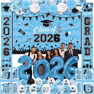 Light Blue Graduation Decorations 2026 Class of 2026 Banner Grad Party Decorations 2026 Class of 2026 Decorations 2026 Graduation Decoration