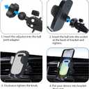 Car Phone Holder Vent, [Super Strong Clamping Force] Universal Phone Holders for Your Car, Universal Automobile Cradle Fit for iPhone Android and All Smartphones, Dark Black.
